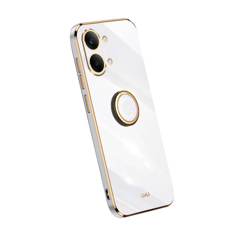 For Redmi Turbo 5 Max 5G XINLI Straight Edge 6D Electroplate TPU Phone Case with Ring Holder