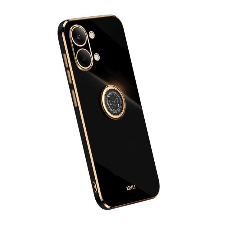 For Redmi Turbo 5 Max 5G XINLI Straight Edge 6D Electroplate TPU Phone Case with Ring Holder