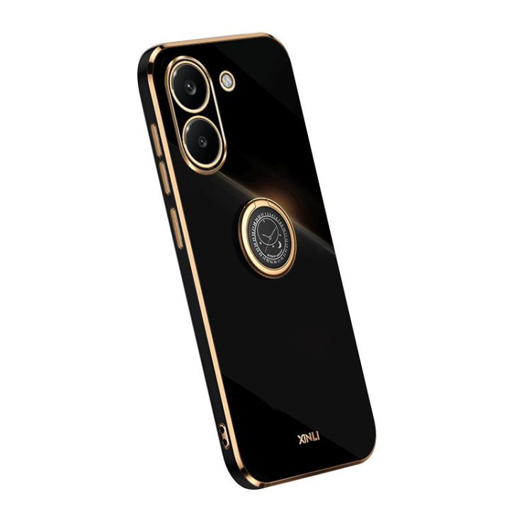 For Redmi Turbo 5 5G/Poco X8 Pro 5G XINLI Straight Edge 6D Electroplate TPU Phone Case with Ring Holder