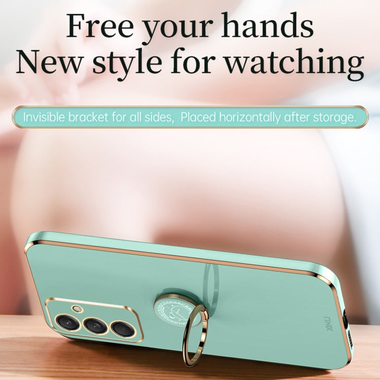 For Samsung Galaxy M55 XINLI Straight Edge 6D Electroplate TPU Phone Case with Ring Holder