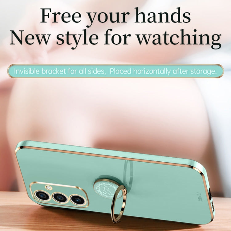 For Samsung Galaxy M35 XINLI Straight Edge 6D Electroplate TPU Phone Case with Ring Holder