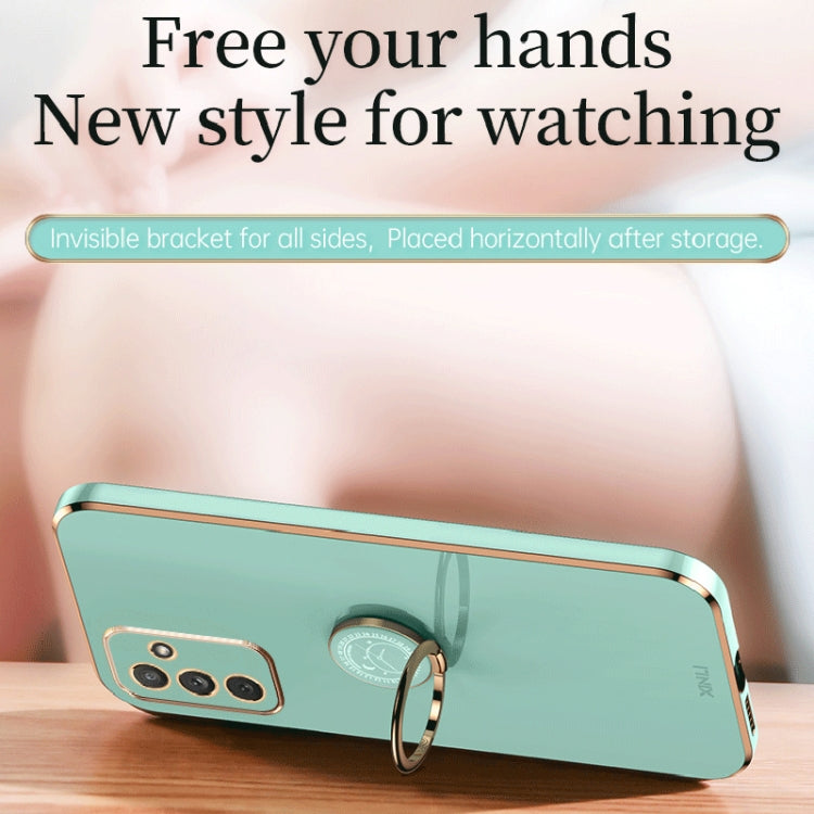 For Samsung Galaxy M23 XINLI Straight Edge 6D Electroplate TPU Phone Case with Ring Holder
