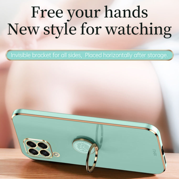 For Samsung Galaxy M33 5G Global XINLI Straight Edge 6D Electroplate TPU Phone Case with Ring Holder