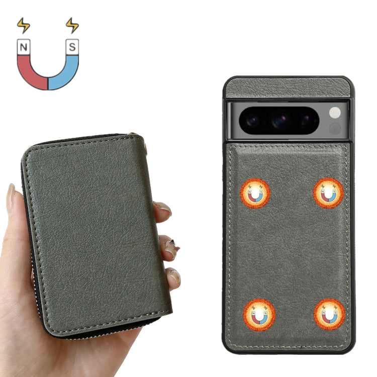 For Google Pixel 8a Solid Color Zipper 11-Card Slots Bag Phone Case with Lanyard
