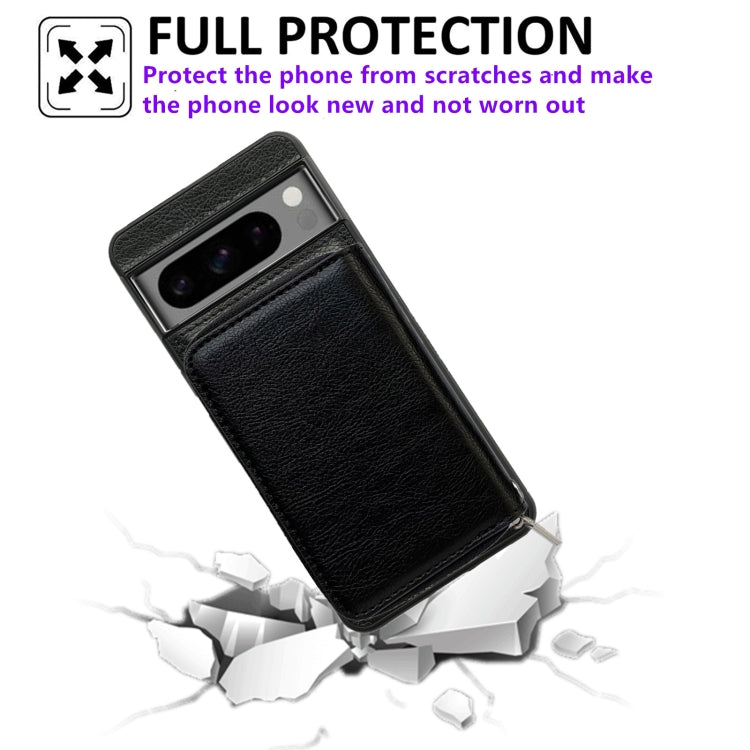 For Google Pixel 8 Pro Solid Color Zipper 11-Card Slots Bag Phone Case with Lanyard