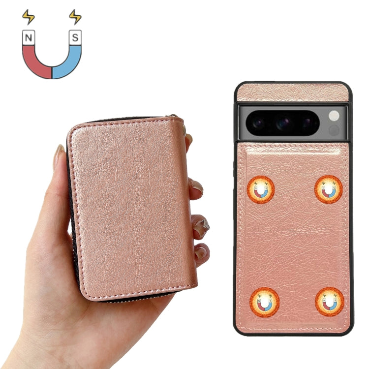 For Google Pixel 8 Pro Solid Color Zipper 11-Card Slots Bag Phone Case with Lanyard