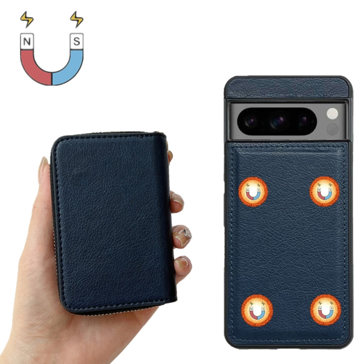 For Google Pixel 7 Pro Solid Color Zipper 11-Card Slots Bag Phone Case with Lanyard