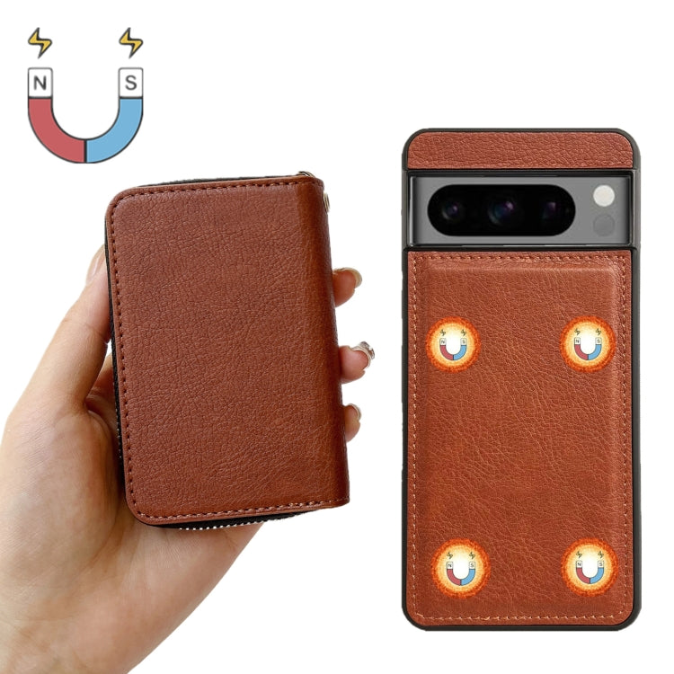 For Google Pixel 7 Pro Solid Color Zipper 11-Card Slots Bag Phone Case with Lanyard