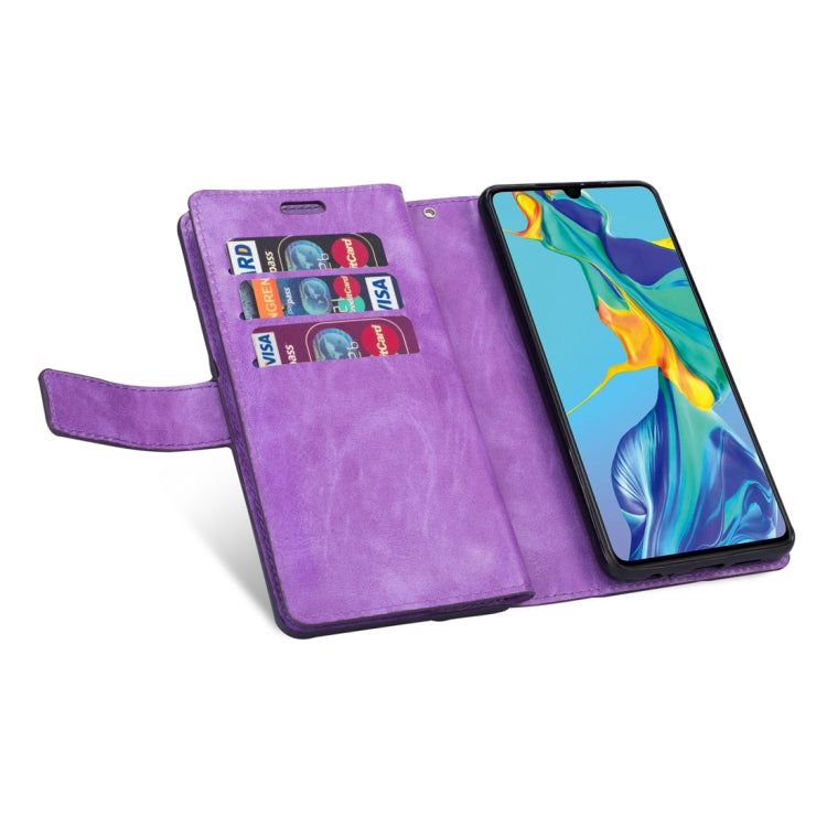 For Huawei P30 Multifunctional Zipper Horizontal Flip Leather Case with Holder & Wallet & 9 Card Slots & Lanyard