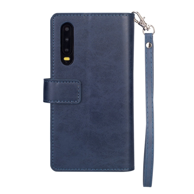 For Huawei P30 Multifunctional Zipper Horizontal Flip Leather Case with Holder & Wallet & 9 Card Slots & Lanyard