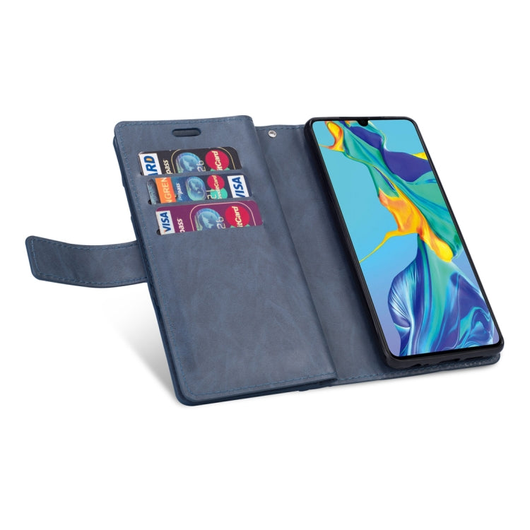 For Huawei P30 Multifunctional Zipper Horizontal Flip Leather Case with Holder & Wallet & 9 Card Slots & Lanyard