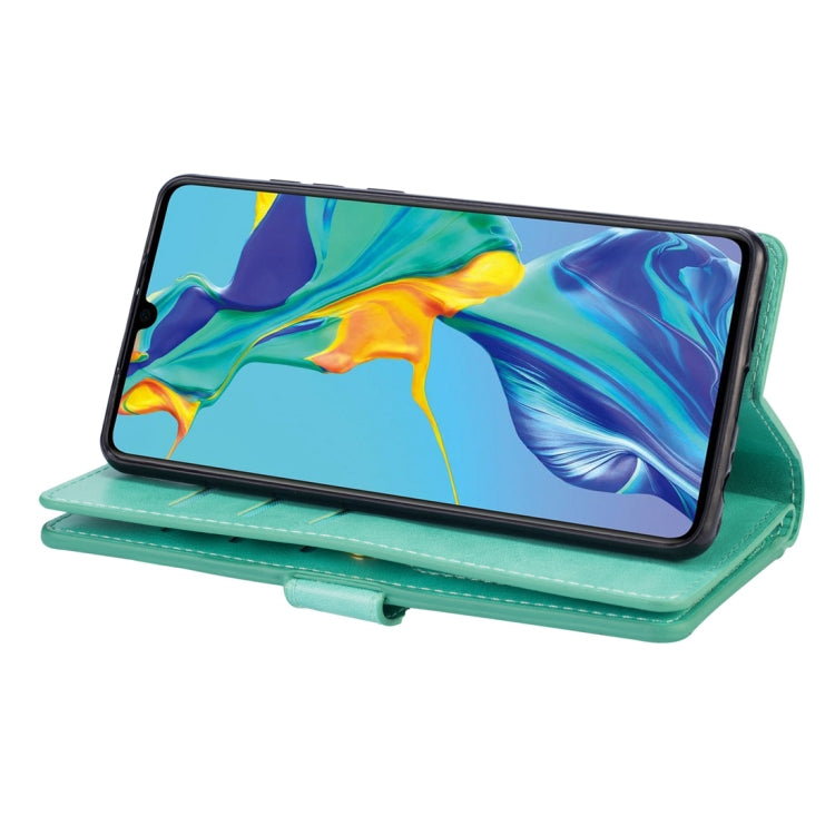 For Huawei P30 Multifunctional Zipper Horizontal Flip Leather Case with Holder & Wallet & 9 Card Slots & Lanyard