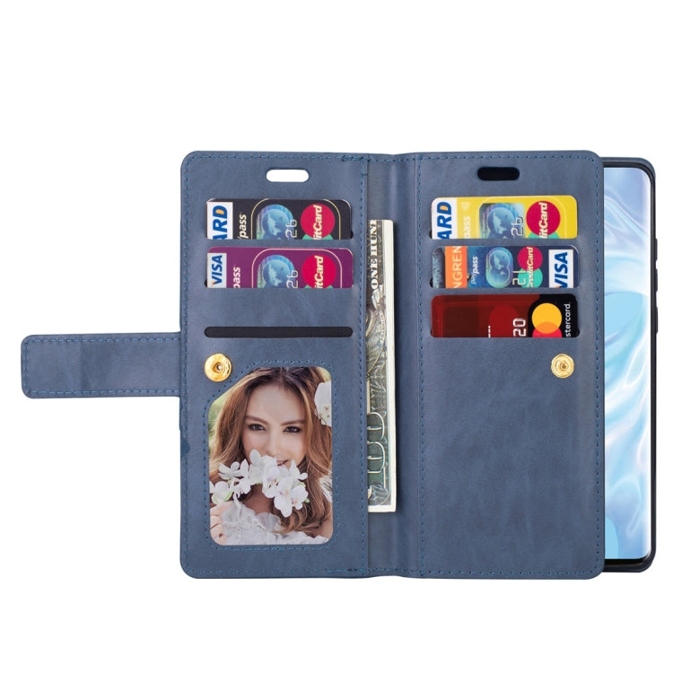 For Huawei P30 Pro Multifunctional Zipper Horizontal Flip Leather Case with Holder & Wallet & 9 Card Slots & Lanyard