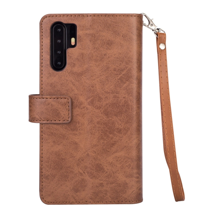 For Huawei P30 Pro Multifunctional Zipper Horizontal Flip Leather Case with Holder & Wallet & 9 Card Slots & Lanyard
