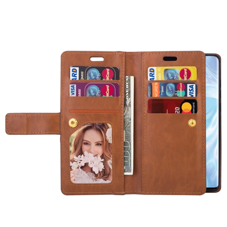 For Huawei P30 Pro Multifunctional Zipper Horizontal Flip Leather Case with Holder & Wallet & 9 Card Slots & Lanyard