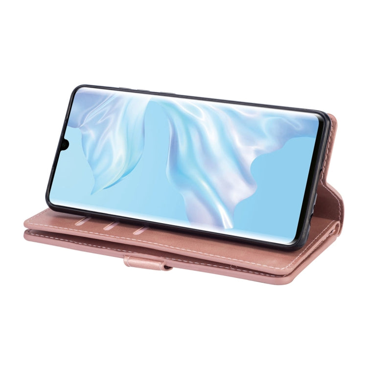 For Huawei P30 Pro Multifunctional Zipper Horizontal Flip Leather Case with Holder & Wallet & 9 Card Slots & Lanyard