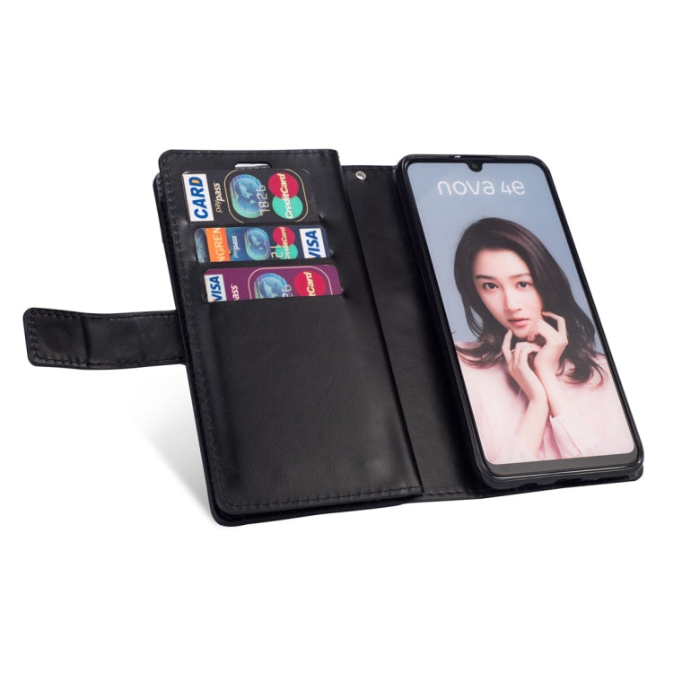 For Huawei P30 lite Multifunctional Zipper Horizontal Flip Leather Case with Holder & Wallet & 9 Card Slots & Lanyard