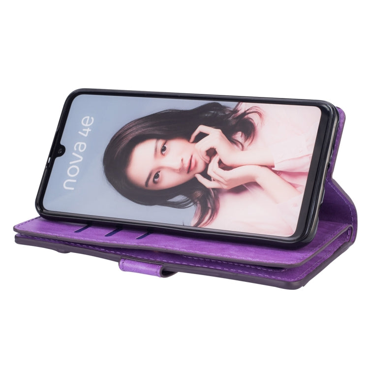 For Huawei P30 lite Multifunctional Zipper Horizontal Flip Leather Case with Holder & Wallet & 9 Card Slots & Lanyard