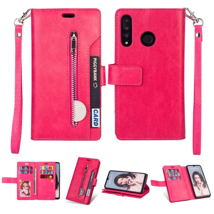 For Huawei P30 lite Multifunctional Zipper Horizontal Flip Leather Case with Holder & Wallet & 9 Card Slots & Lanyard