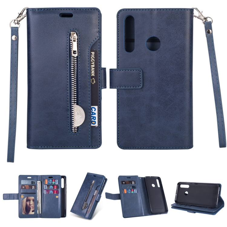 For Huawei P smart 2019 / P Smart+ / Enjoy 9s Multifunctional Zipper Horizontal Flip Leather Case with Holder & Wallet & 9 Card Slots & Lanyard
