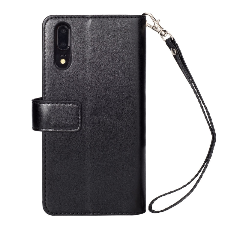 For Huawei P20 Multifunctional Zipper Horizontal Flip Leather Case with Holder & Wallet & 9 Card Slots & Lanyard