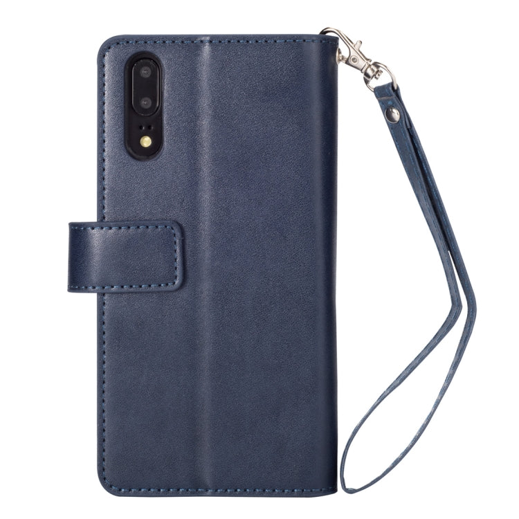 For Huawei P20 Multifunctional Zipper Horizontal Flip Leather Case with Holder & Wallet & 9 Card Slots & Lanyard