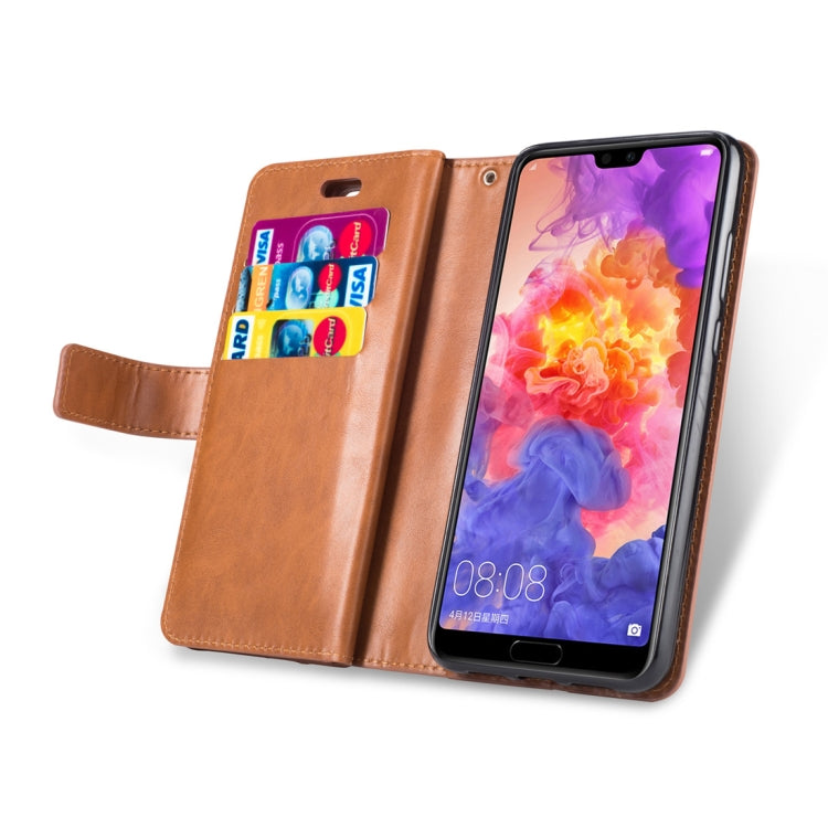 For Huawei P20 Multifunctional Zipper Horizontal Flip Leather Case with Holder & Wallet & 9 Card Slots & Lanyard