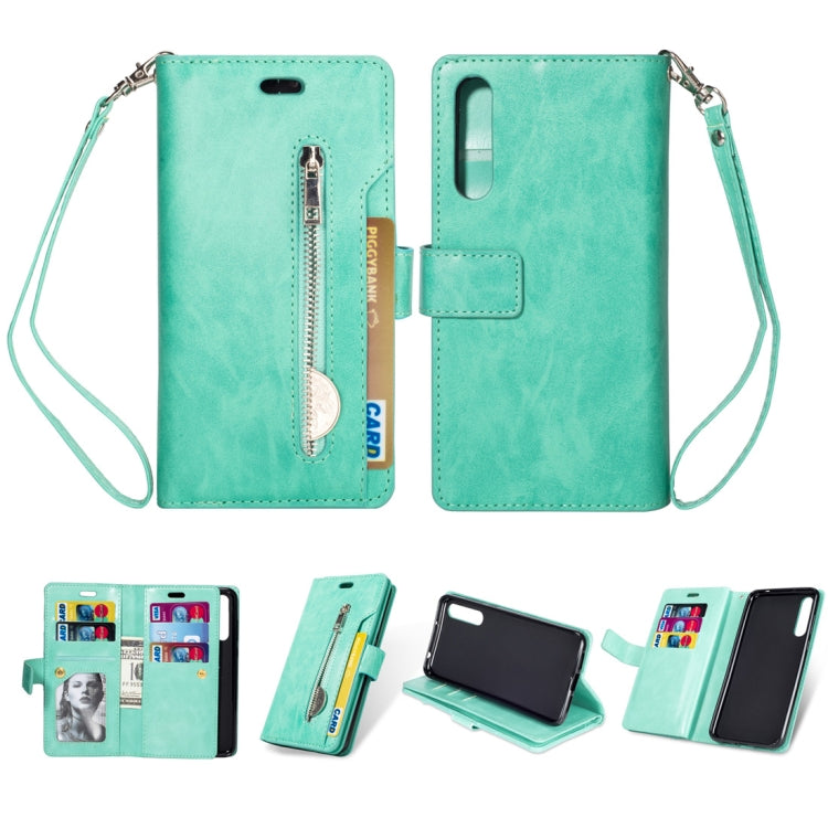 For Huawei P20 Pro Multifunctional Zipper Horizontal Flip Leather Case with Holder & Wallet & 9 Card Slots & Lanyard