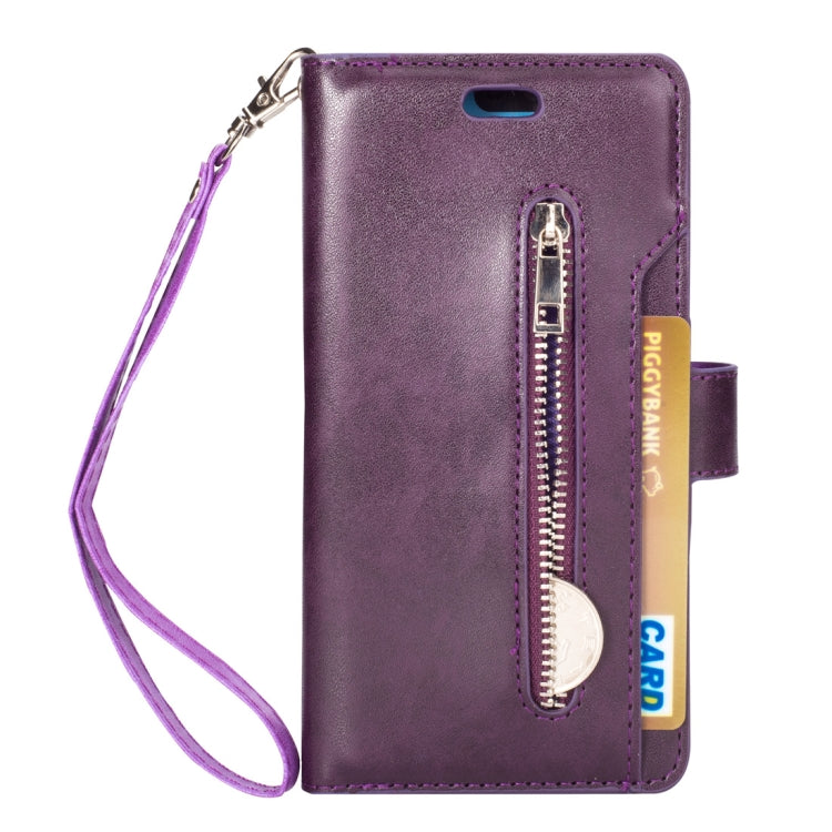 For Huawei P20 lite / Nova 3e Multifunctional Zipper Horizontal Flip Leather Case with Holder & Wallet & 9 Card Slots & Lanyard