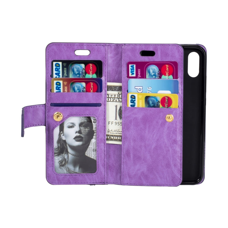 For Huawei P20 lite / Nova 3e Multifunctional Zipper Horizontal Flip Leather Case with Holder & Wallet & 9 Card Slots & Lanyard