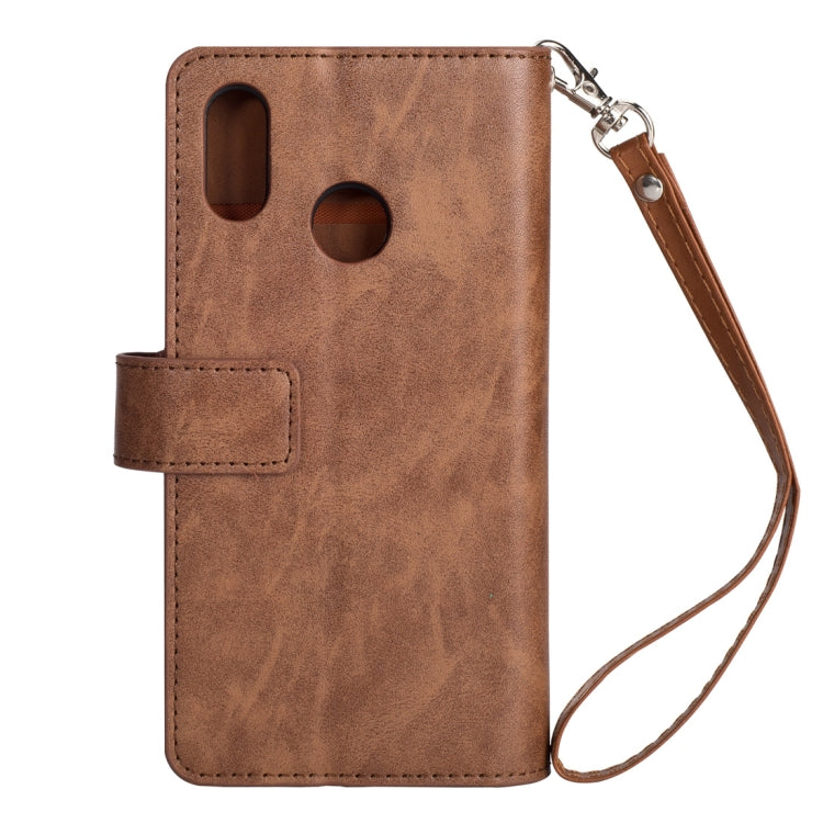 For Huawei P20 lite / Nova 3e Multifunctional Zipper Horizontal Flip Leather Case with Holder & Wallet & 9 Card Slots & Lanyard
