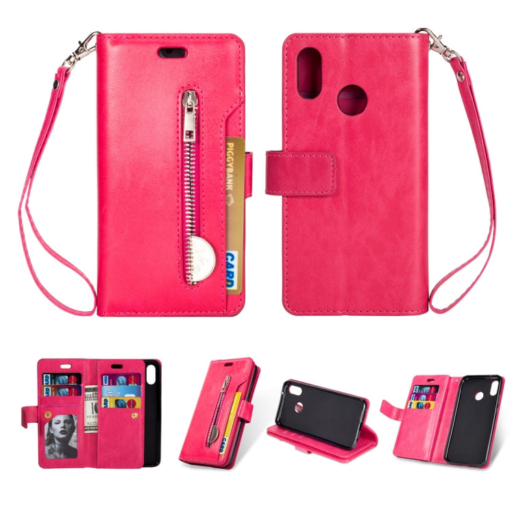 For Huawei P20 lite / Nova 3e Multifunctional Zipper Horizontal Flip Leather Case with Holder & Wallet & 9 Card Slots & Lanyard