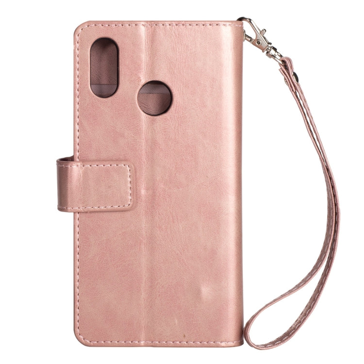For Huawei P20 lite / Nova 3e Multifunctional Zipper Horizontal Flip Leather Case with Holder & Wallet & 9 Card Slots & Lanyard