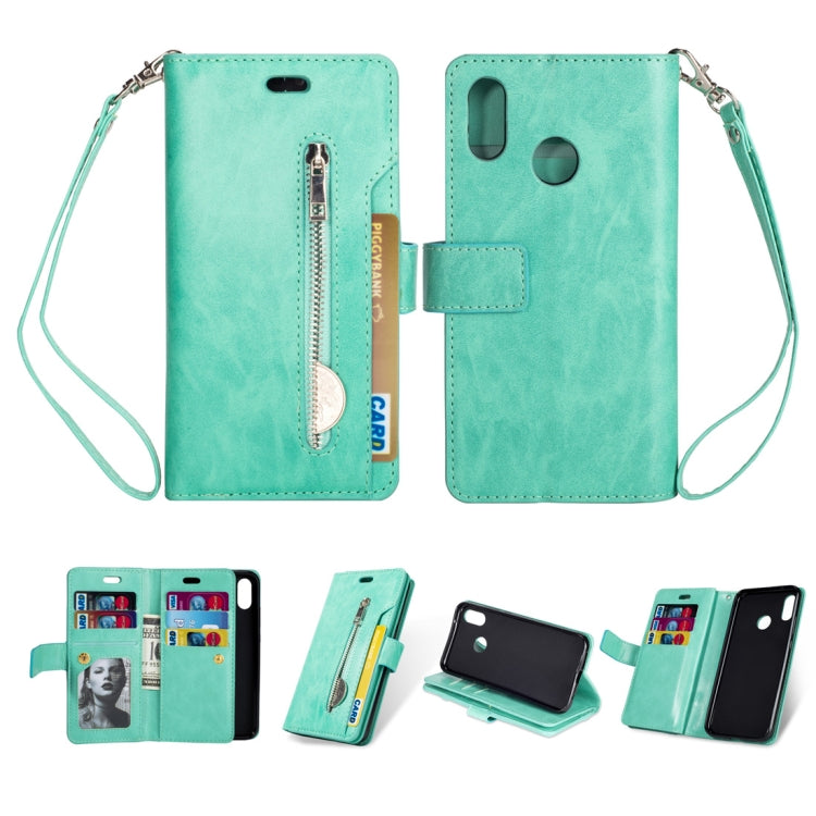 For Huawei P20 lite / Nova 3e Multifunctional Zipper Horizontal Flip Leather Case with Holder & Wallet & 9 Card Slots & Lanyard