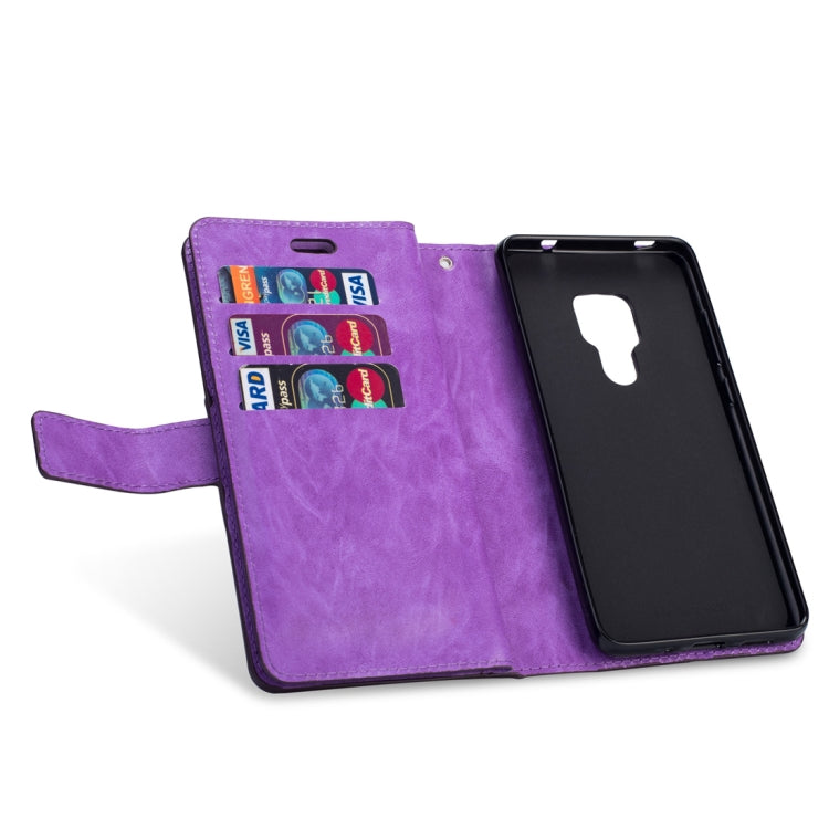 For Huawei Mate 20 Multifunctional Zipper Horizontal Flip Leather Case with Holder & Wallet & 9 Card Slots & Lanyard