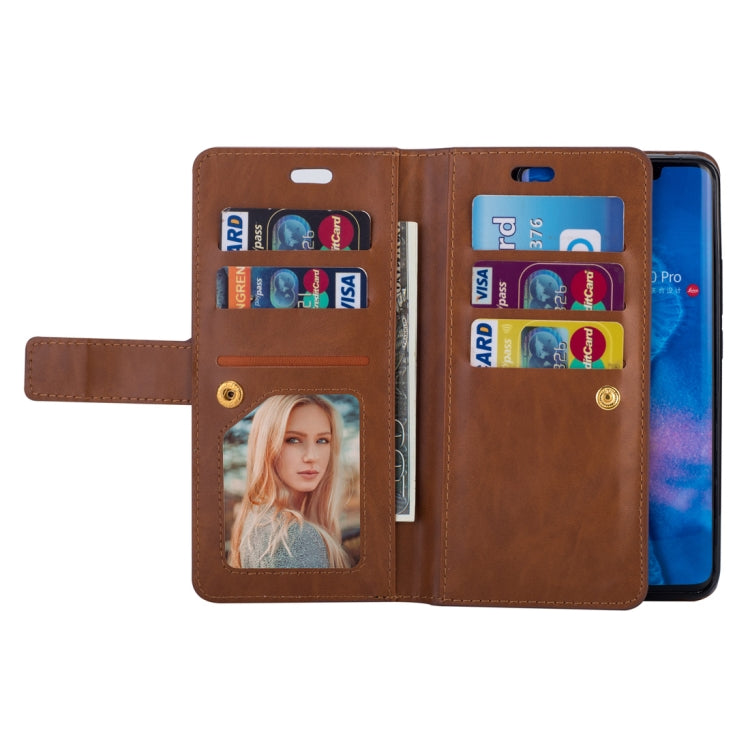 For Huawei Mate 20 Pro Multifunctional Zipper Horizontal Flip Leather Case with Holder & Wallet & 9 Card Slots & Lanyard