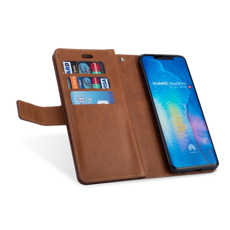 For Huawei Mate 20 Pro Multifunctional Zipper Horizontal Flip Leather Case with Holder & Wallet & 9 Card Slots & Lanyard