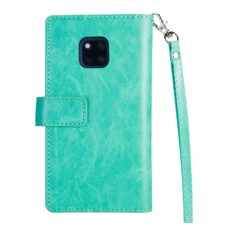 For Huawei Mate 20 Pro Multifunctional Zipper Horizontal Flip Leather Case with Holder & Wallet & 9 Card Slots & Lanyard