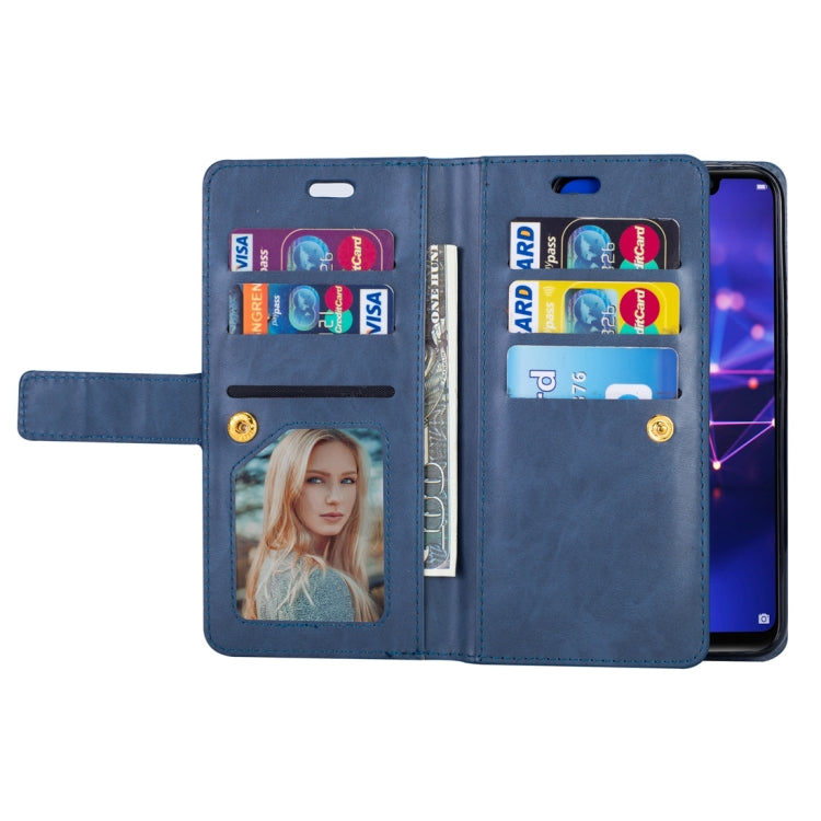 For Huawei Mate 20 lite Multifunctional Zipper Horizontal Flip Leather Case with Holder & Wallet & 9 Card Slots & Lanyard