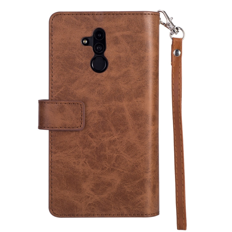 For Huawei Mate 20 lite Multifunctional Zipper Horizontal Flip Leather Case with Holder & Wallet & 9 Card Slots & Lanyard