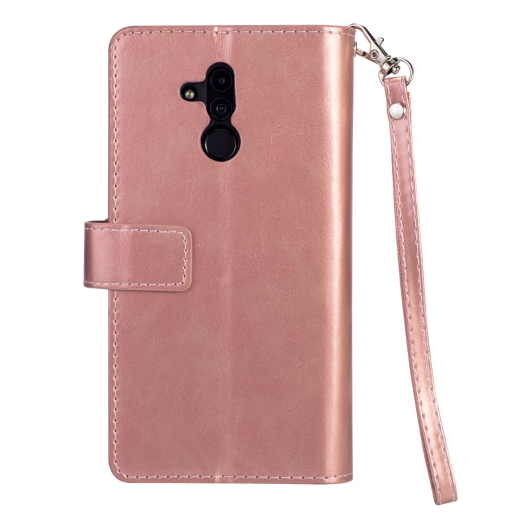 For Huawei Mate 20 lite Multifunctional Zipper Horizontal Flip Leather Case with Holder & Wallet & 9 Card Slots & Lanyard