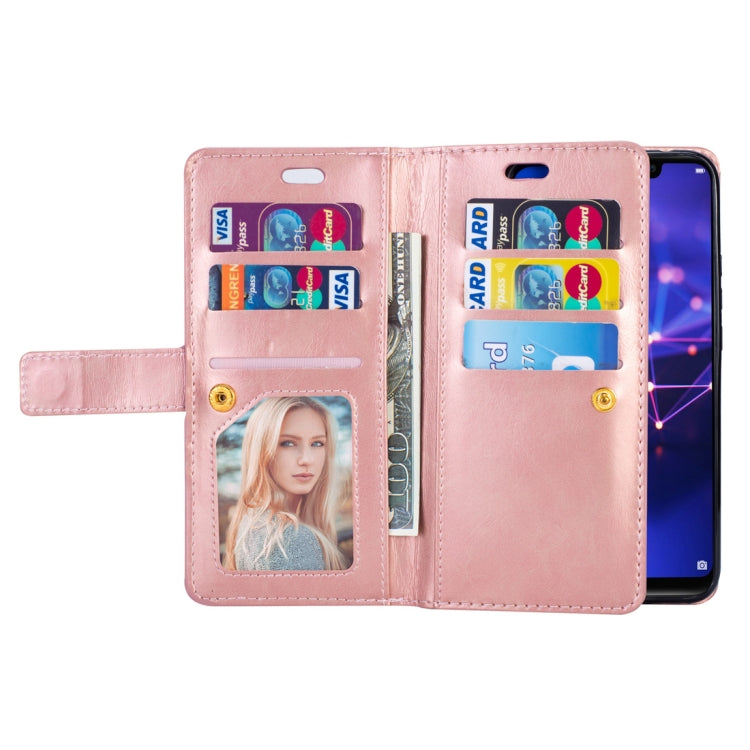 For Huawei Mate 20 lite Multifunctional Zipper Horizontal Flip Leather Case with Holder & Wallet & 9 Card Slots & Lanyard