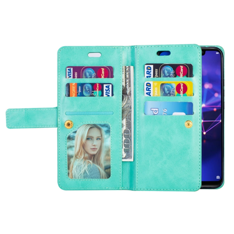 For Huawei Mate 20 lite Multifunctional Zipper Horizontal Flip Leather Case with Holder & Wallet & 9 Card Slots & Lanyard