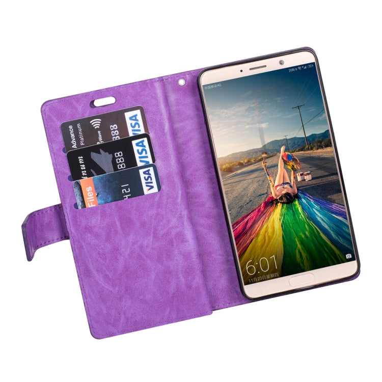 For Huawei Mate 10 Multifunctional Zipper Horizontal Flip Leather Case with Holder & Wallet & 9 Card Slots & Lanyard