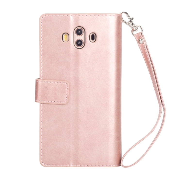 For Huawei Mate 10 Multifunctional Zipper Horizontal Flip Leather Case with Holder & Wallet & 9 Card Slots & Lanyard
