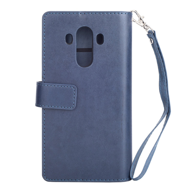 For Huawei Mate 10 Pro Multifunctional Zipper Horizontal Flip Leather Case with Holder & Wallet & 9 Card Slots & Lanyard