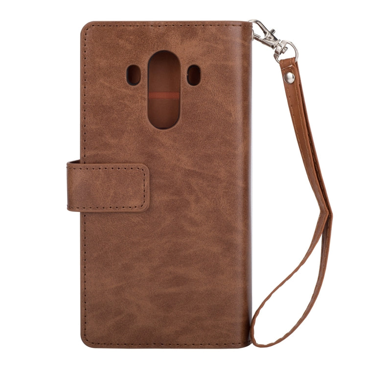 For Huawei Mate 10 Pro Multifunctional Zipper Horizontal Flip Leather Case with Holder & Wallet & 9 Card Slots & Lanyard