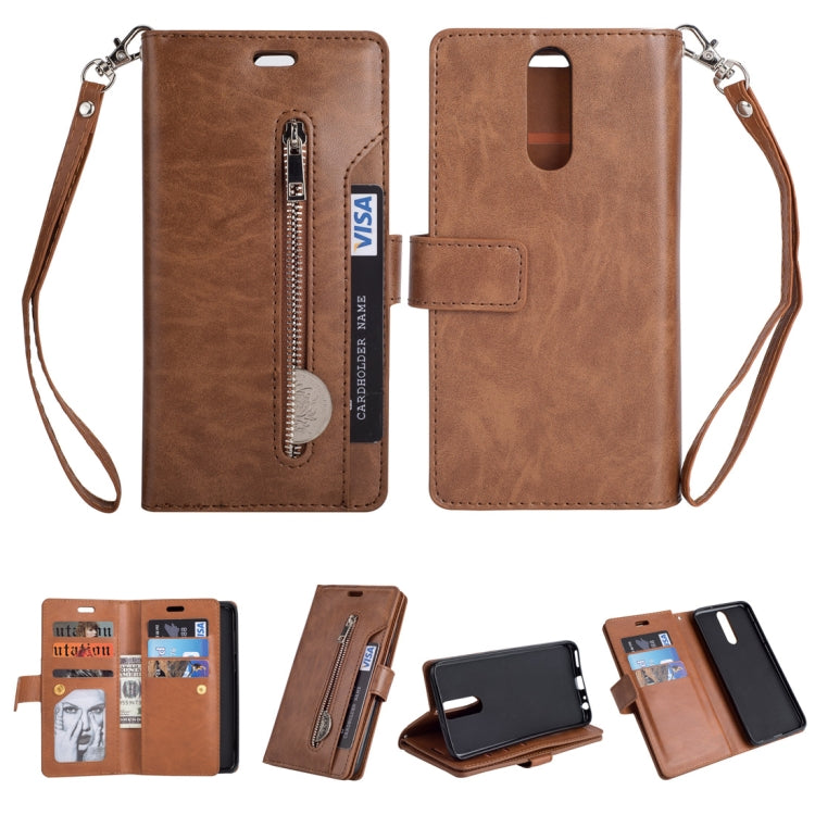 For Huawei Mate 10 Lite / Maimang 6 Multifunctional Zipper Horizontal Flip Leather Case with Holder & Wallet & 9 Card Slots & Lanyard