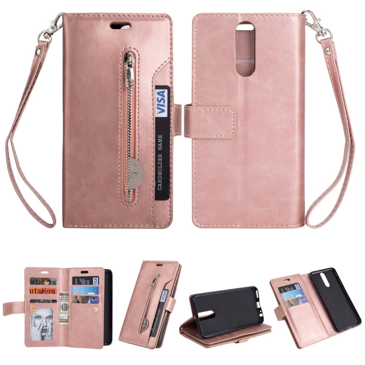 For Huawei Mate 10 Lite / Maimang 6 Multifunctional Zipper Horizontal Flip Leather Case with Holder & Wallet & 9 Card Slots & Lanyard