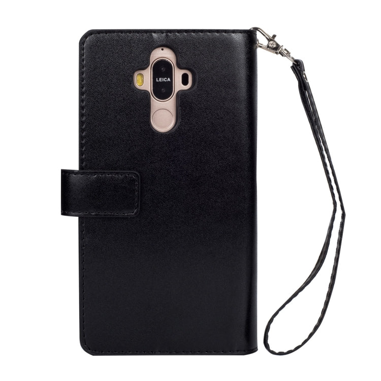 For Huawei Mate 9 Multifunctional Zipper Horizontal Flip Leather Case with Holder & Wallet & 9 Card Slots & Lanyard